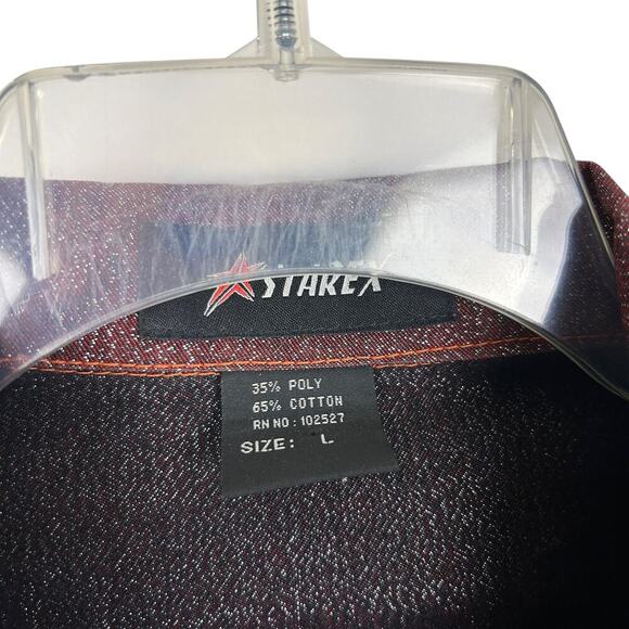 Y2K Red Metallic Long Sleeve Cropped Jean Jacket L - Picture 4 of 4